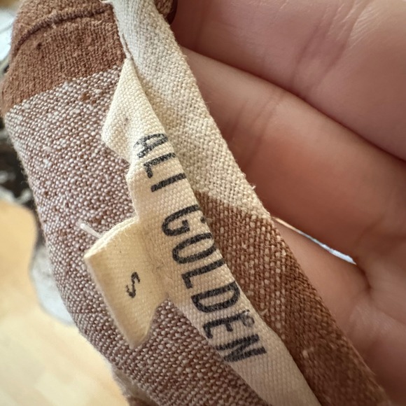 ALI GOLDEN Silk Crewneck Tank In Chestnut Plaid Size Small - Picture 4 of 7